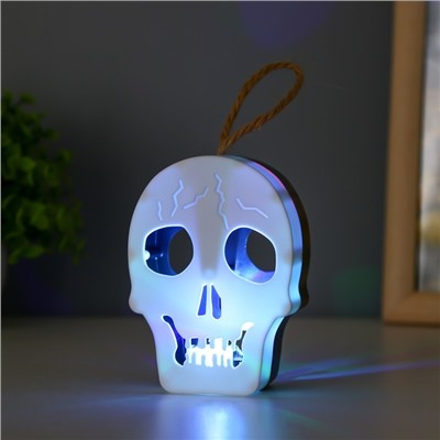 Фигурка светящаяся RISALUX «Череп», LED-ночник, 1 Вт, RGB, от батареек LR1130, бело-чёрный, 9.5×4×5 см