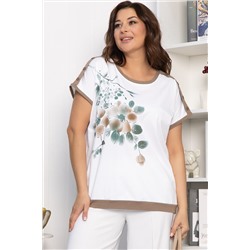 Блуза Далия (бело-коричневая) Б13803-20М