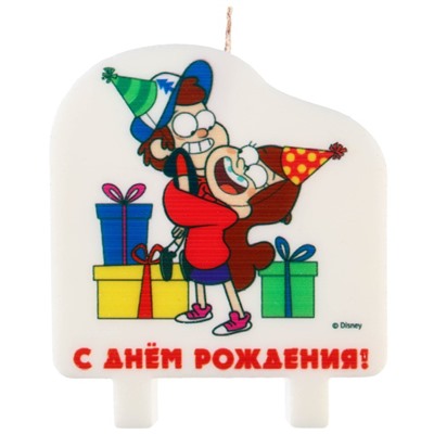 Свеча в торт "С Днем Рождения!", Гравити Фолз, 8х9,3 см