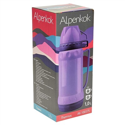 Термос со стеклянной колбой 1 л Alpenkok AK-10037S лавандовый