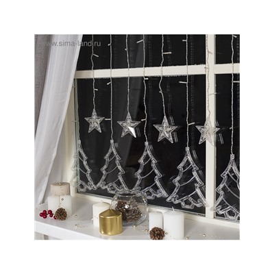 Гирлянда «Бахрома» 2.4×0.9 м с насадками «Ёлки», IP20, прозрачная нить, 138 LED, свечение мульти, 8 режимов, 220 В