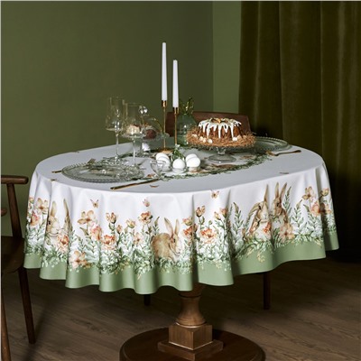 СКАТЕРТЬ ОВАЛЬНАЯ "SENSE", 140Х180СМ, 100% ХЛОПОК,ТВИЛ C ПРОПИТКОЙ