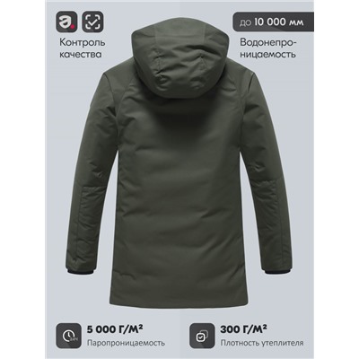 Парка зимняя мужская с капюшоном цвета хаки 9533-1Kh