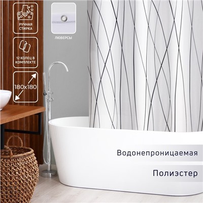 Штора для ванной Доляна «Моно», 180×180 см