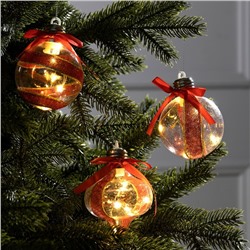 Набор ёлочных шаров Luazon Lighting, 3 шт, от батареек, свечение тёплое белое