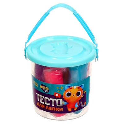 Тесто для лепки 7 цветов, 105 гр, 1 формочка, крышка - формочка, МИКС