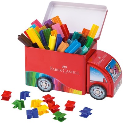Набор для рисования Faber-Castell "Connector Truck" 33 фломастера+10 клипс, металлическая коробка