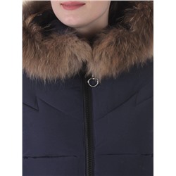 19-896 DK. BLUE Пальто с мехом енота Kacuci