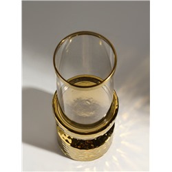 Подсвечник на 1 свечу «Омут», керамика, стекло, d=8 см, золото, 9.5×9.5×26 см