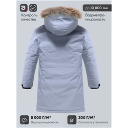 Парка зимняя мужская с капюшоном и мехом енот синего цвета 9537-1S