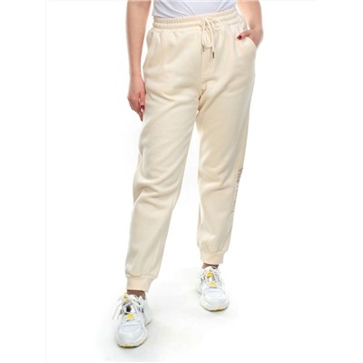 M037 BEIGE Брюки спортивные женские на флисе (100% хлопок) 7986