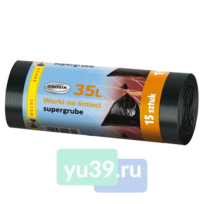 Мешки для мусора Grosik LD суперпрочные, 35 л., 15 шт.