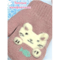 Варежки теплые для девочек Арт 2023/8 модель 3