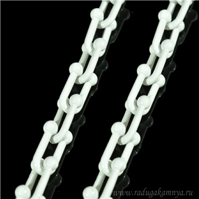 Цепочка для украшений, звено 15*9мм с эмалью цв.белый, 50см