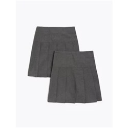 2pk Girls' Crease Resistant School Skirts (2-16 Yrs)