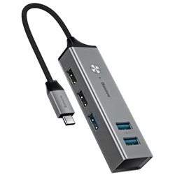 USB-концентратор Baseus Cube HUB-Type-C 5 разъемов темно-серый