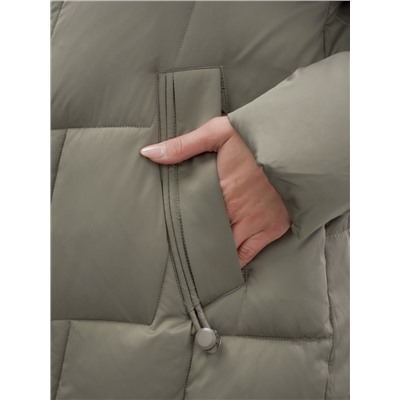 Пальто зимнее утепленное с мехом и капюшоном тренд коричневого цвета 7630K