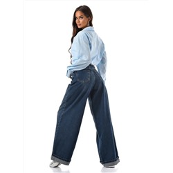 Женские джинсы широкие с подворотом CRACPOT