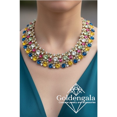 Колье-воротник с кристаллами П4/05