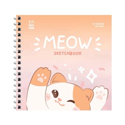 Скетчбук 60л., 150*150 MESHU "Meow", на гребне, выб. лак, soft-touch, 120г/м2