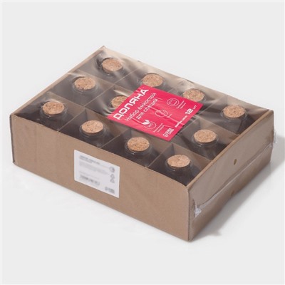 Набор баночек для специй Доляна «Парфе», 50 мл, 5.5×5.5×7 см, с пробковой крышкой, 12 шт., стекло