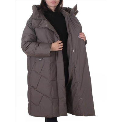A621 GRAY/BROWN Пальто зимнее женское (200 гр. холлофайбер)