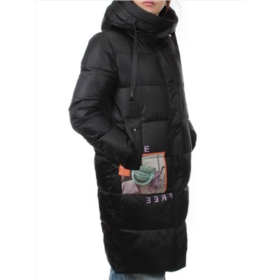 9116 BLACK Пальто зимнее женское (холлофайбер 200 гр.)