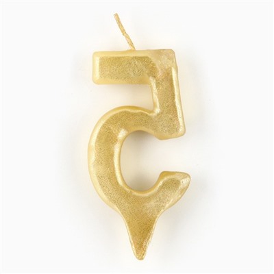 Свеча для торта, цифра «5», золото, 3 х 6 см