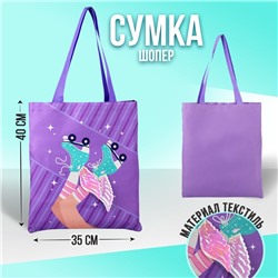 Сумка-шопер «Ролики» без молнии, без подкладки, сиреневый