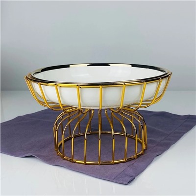 164-008 Блюдо 21см на подставке MULTICOLOR в под.уп.(х12)Фарфор