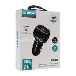 Автомобильное АЗУ 1 USB выход+1 PD (12W) Regrsi CAR-E20 (черный) в коробке