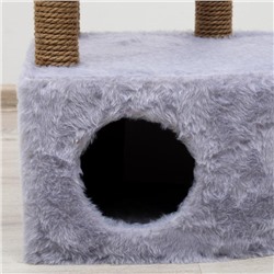 Комплекс для кошек с когтеточкой, угловой, с гамаком, 48 х 48 х 171 см, серый