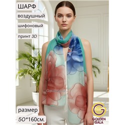 Шарф шифоновый с цветочным рисунком 3D Арт М52/8