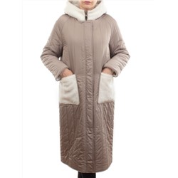 2639 BEIGE Пальто двухстороннее женское еврозима (100 гр. холлофайбер, искусственный мех)