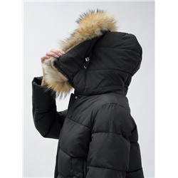 Куртка женская зимняя с мехом енот премиум класса черного цвета 3215Ch