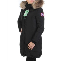 YW-17013 BLACK Пальто женское зимнее (био-пух, натуральный мех лисицы)