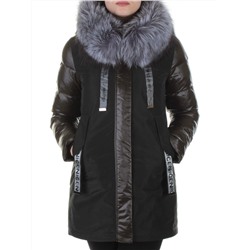 8179 DK. GREEN Пальто женское с натуральным мехом Jarius