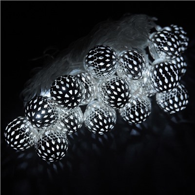 УЦЕНКА НИТЬ, 5 м, с насад.“Шарик узоры 2.5 см”, Н.С. LED-20-220V, контр. 8 режимов, БЕЛ.