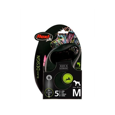 Рулетка Flexi Black Design M (до 20 кг) 5 м трос, черный/розовый