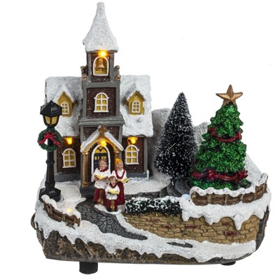 GAEM Фигурка декоративная "Рождество" (4 мелодии, подсвет, движ, 3xAA н/п, +USB), L19,5 W13,4 H21,5 см