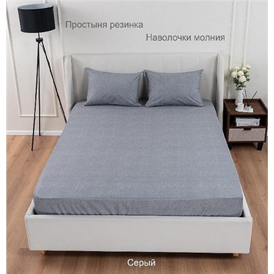 Постельное белье поплин Иваново (без пододеяльника) / Серый