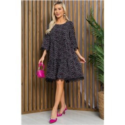 Платье Сибирские кружева (черно-розовое) П13401-18М