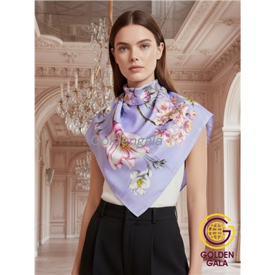 Платок утепленный "Цветы яблони" Арт 2025/06 (лаванда)