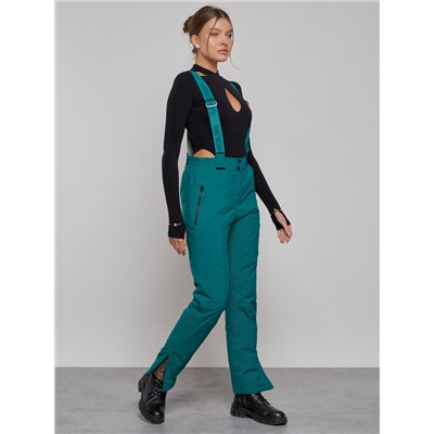 Полукомбинезон утепленный женский зимний горнолыжный зеленого цвета 526Z