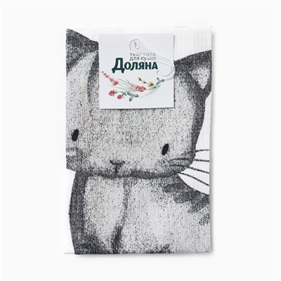 Полотенце кухонные Доляна "Meow" 35х60 см, 100% хл, 160г/м2