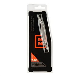 Nippon Nippers Пинцет для бровей / T-08, скошенный, узкий хват, 95 мм