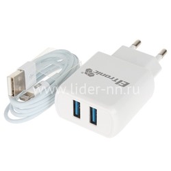 СЗУ ELTRONIC FASTER Lightning (3100 mAh/2 USB) в коробке (белый)