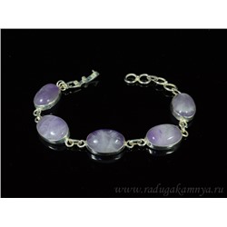 Браслет с аметистом в посеребрении, 17см