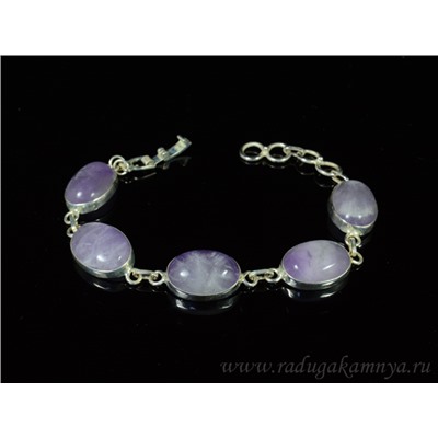 Браслет с аметистом в посеребрении, 17см