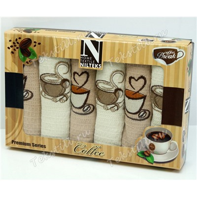 Кухонные Вафельные Полотенца Салфетки 45x70 см. 6 шт/уп. Cafe - Nilteks